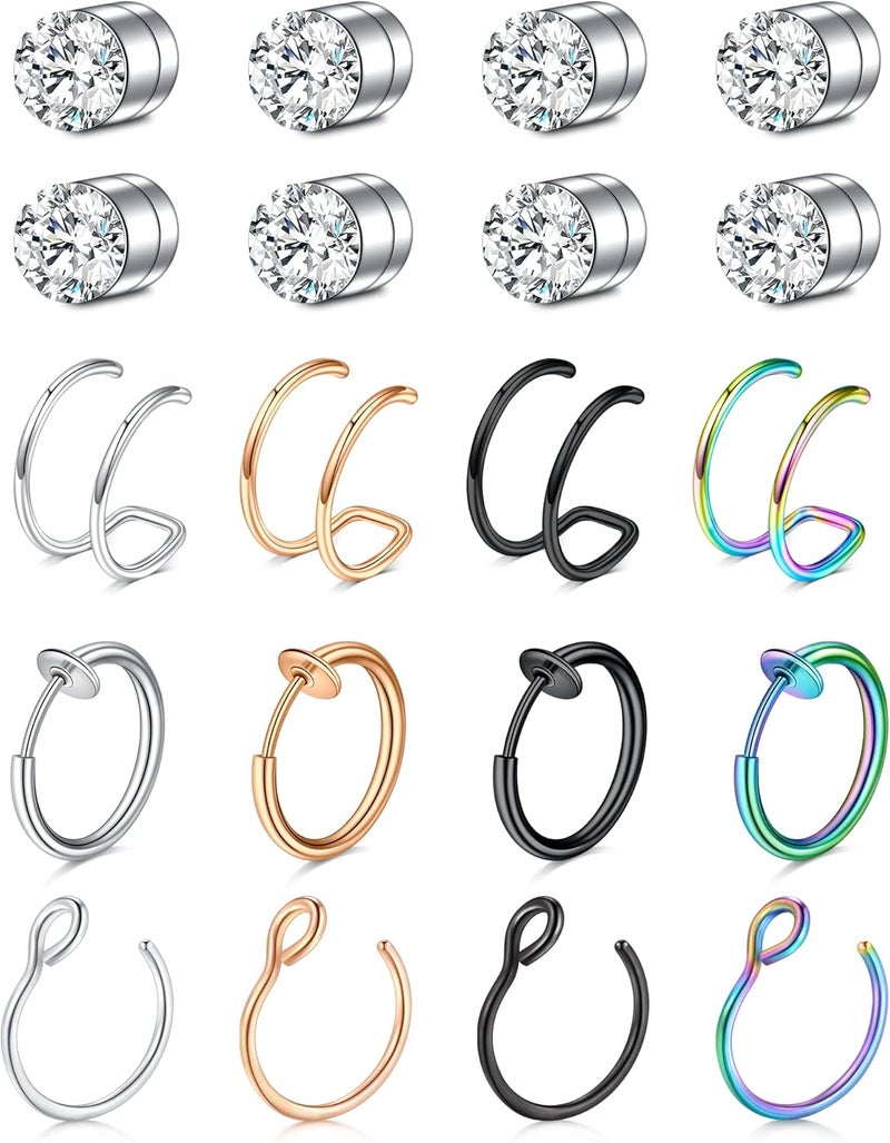 Mayhoop Faux Nose Ring Hoops and Studs - Fake Nose Piercing for Women and Men - Image 1